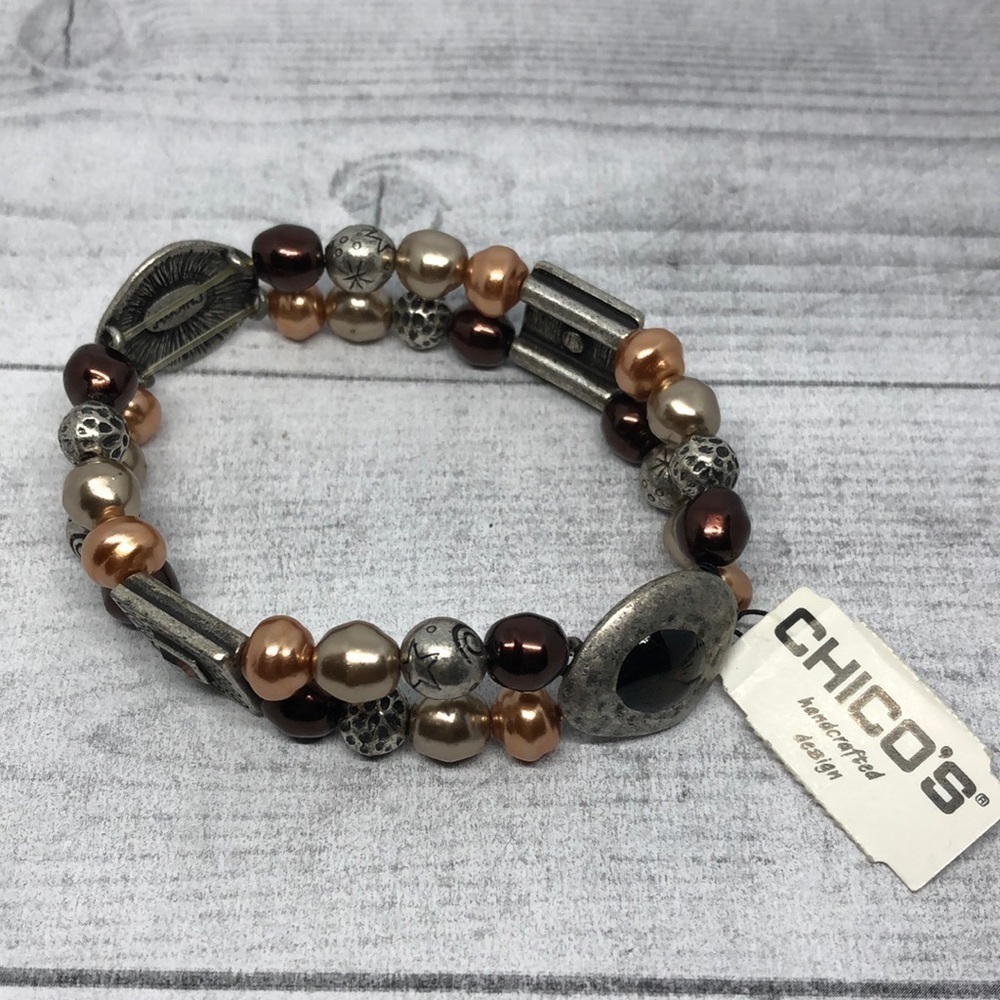 Nwt Chico's Handcrafted Designs Beaded Stretch/Roll on bracelet